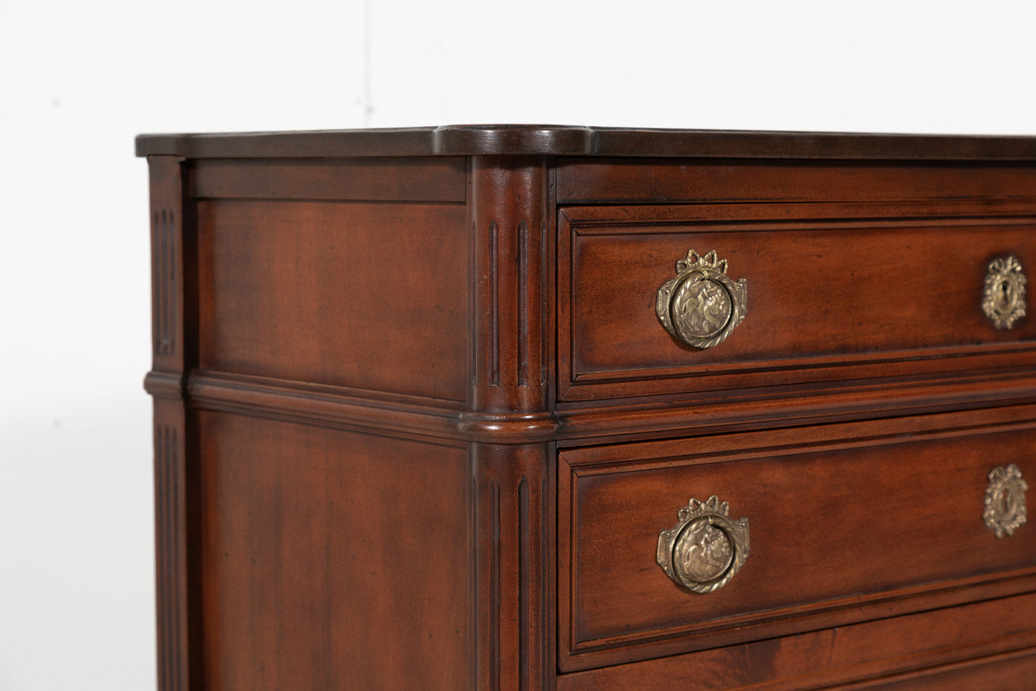 French Louis XVI Style Three-Drawer Walnut Commode 