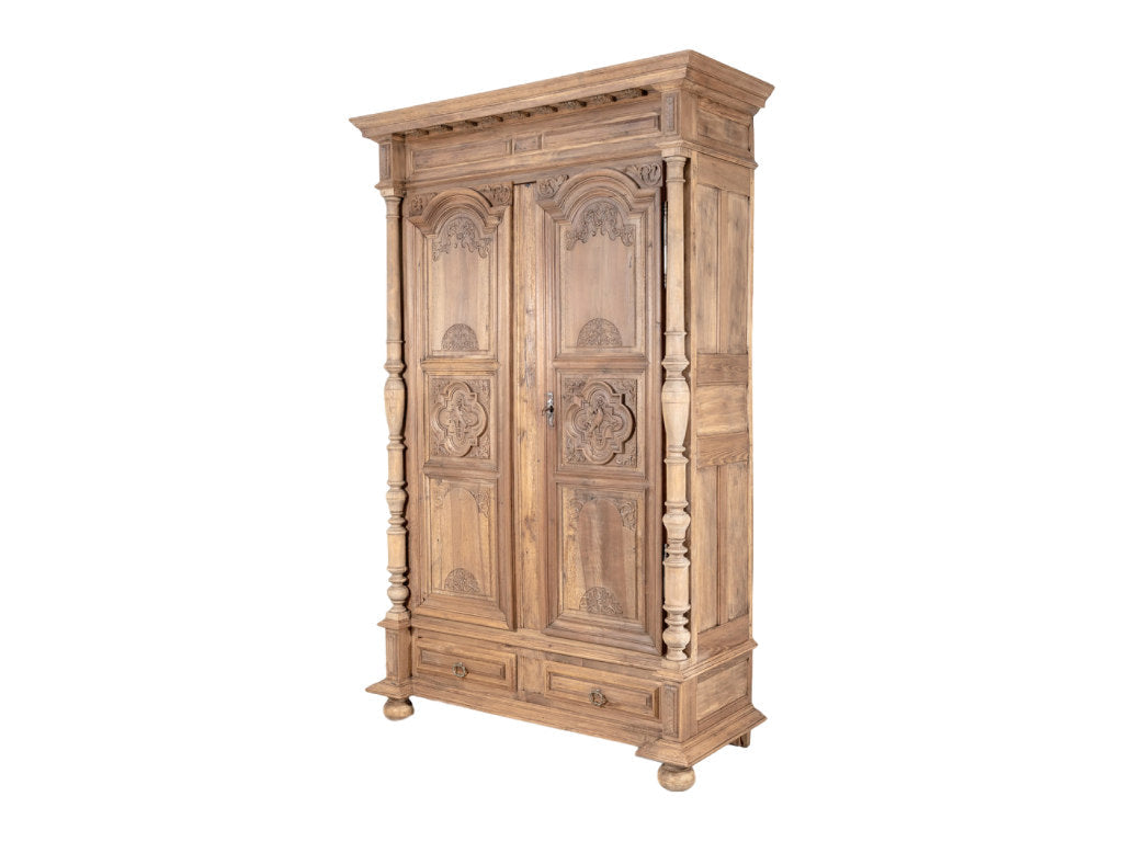 19th Century French Louis XIII Style Bleached Walnut Armoire