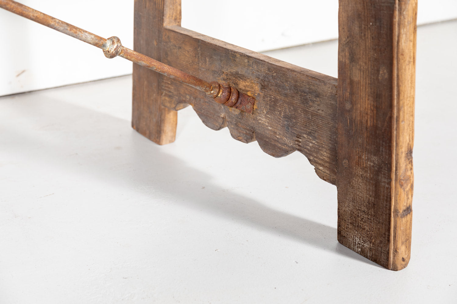 Early 18th Century French Trestle Table with Iron Stretcher
