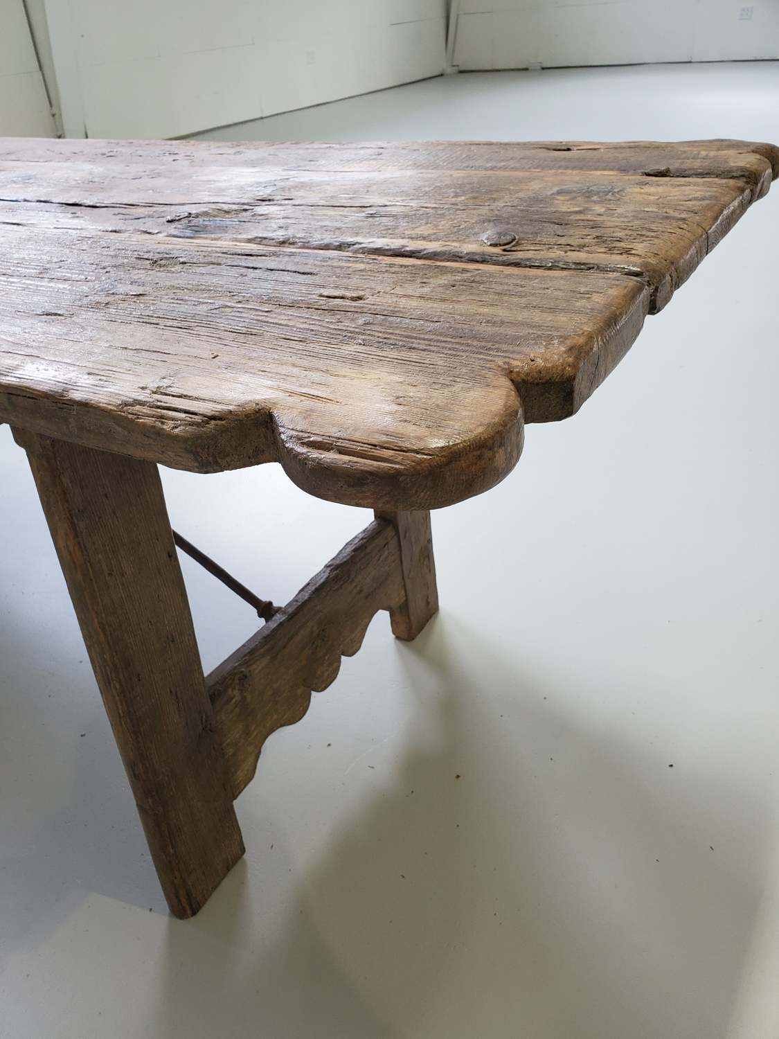 Early 18th Century French Trestle Table with Iron Stretcher