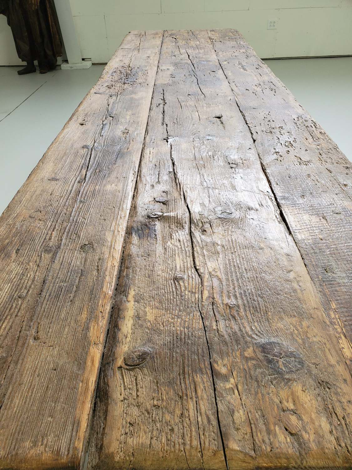 Early 18th Century French Trestle Table with Iron Stretcher
