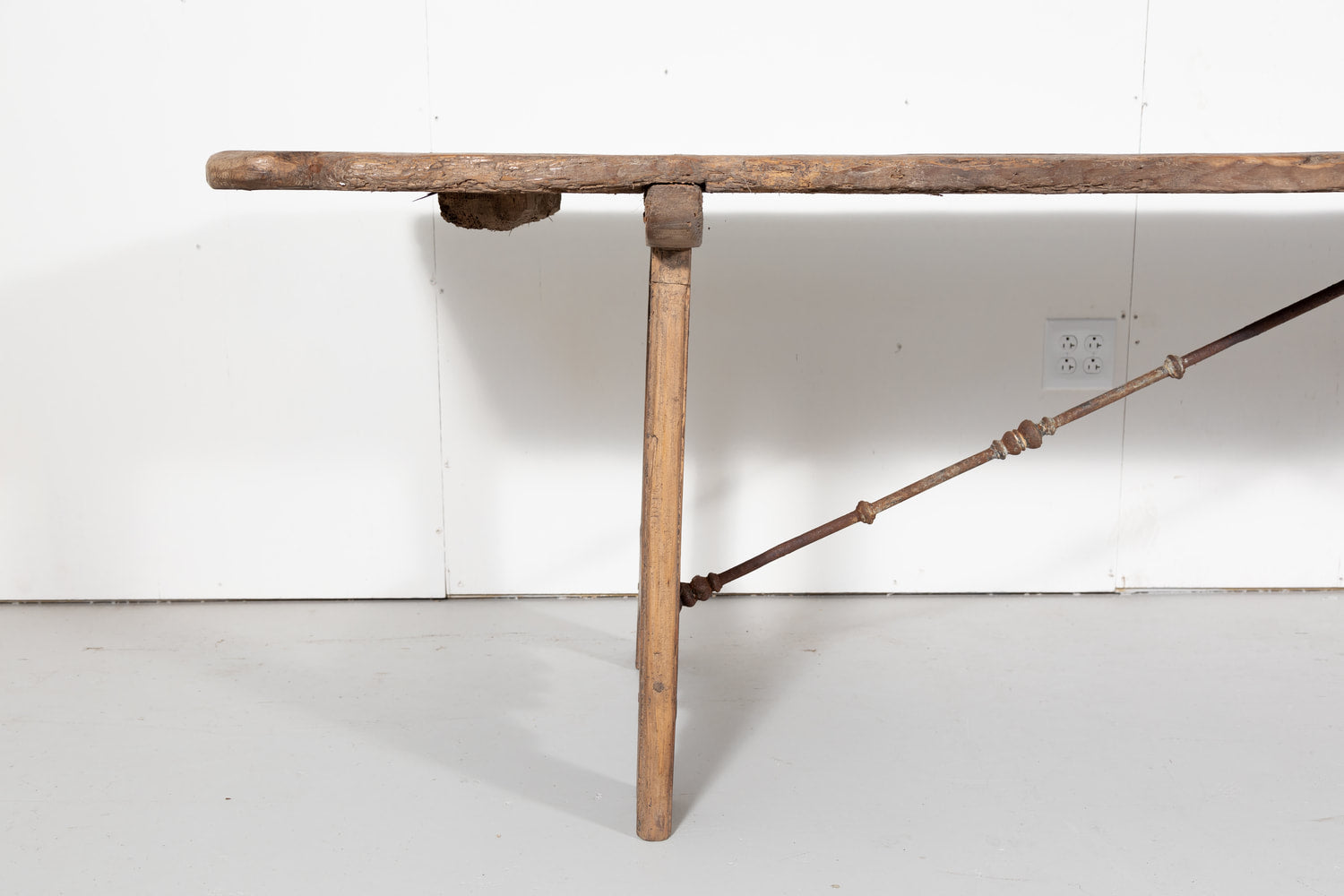 Early 18th Century French Trestle Table with Iron Stretcher