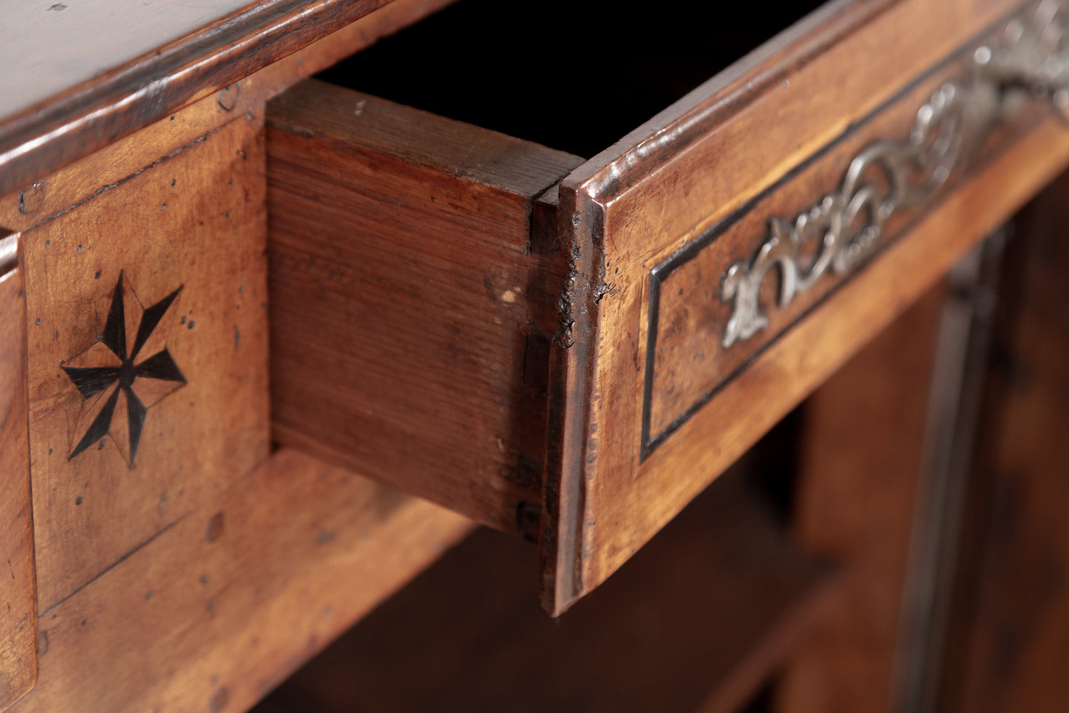 18th Century French Provincial Louis XV Period Cherry Buffet with Burled Walnut Inlay