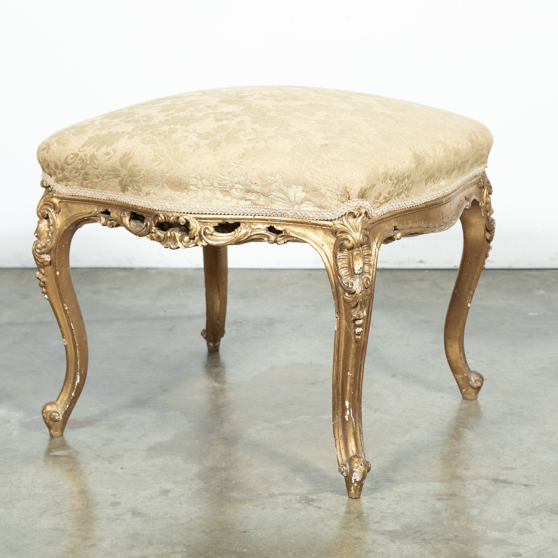 French Louis XV Style Giltwood Stool