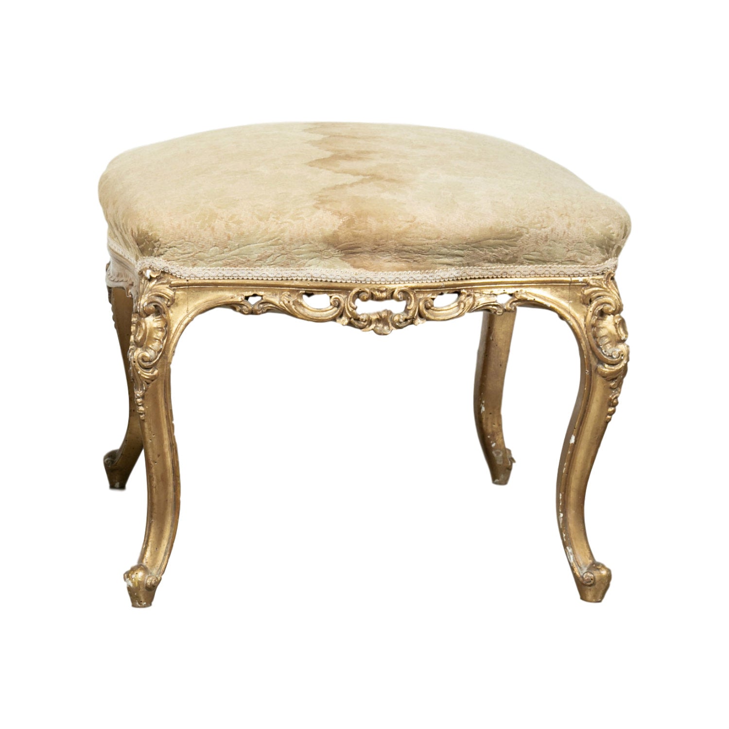 French Louis XV Style Giltwood Stool