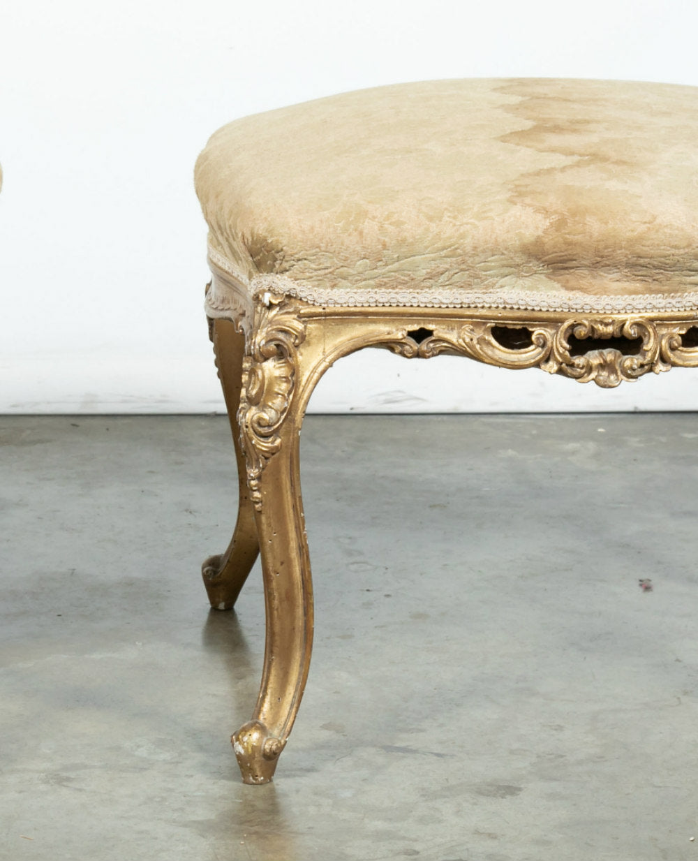 French Louis XV Style Giltwood Stool