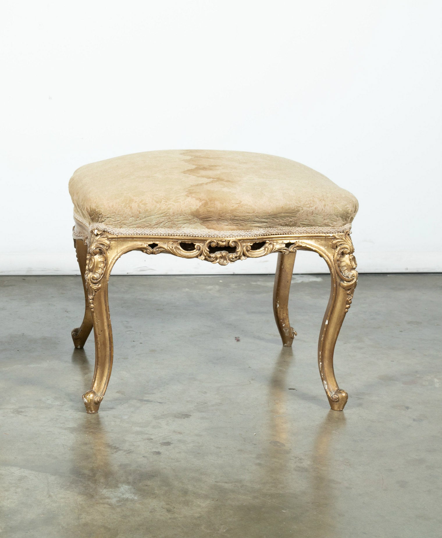 French Louis XV Style Giltwood Stool