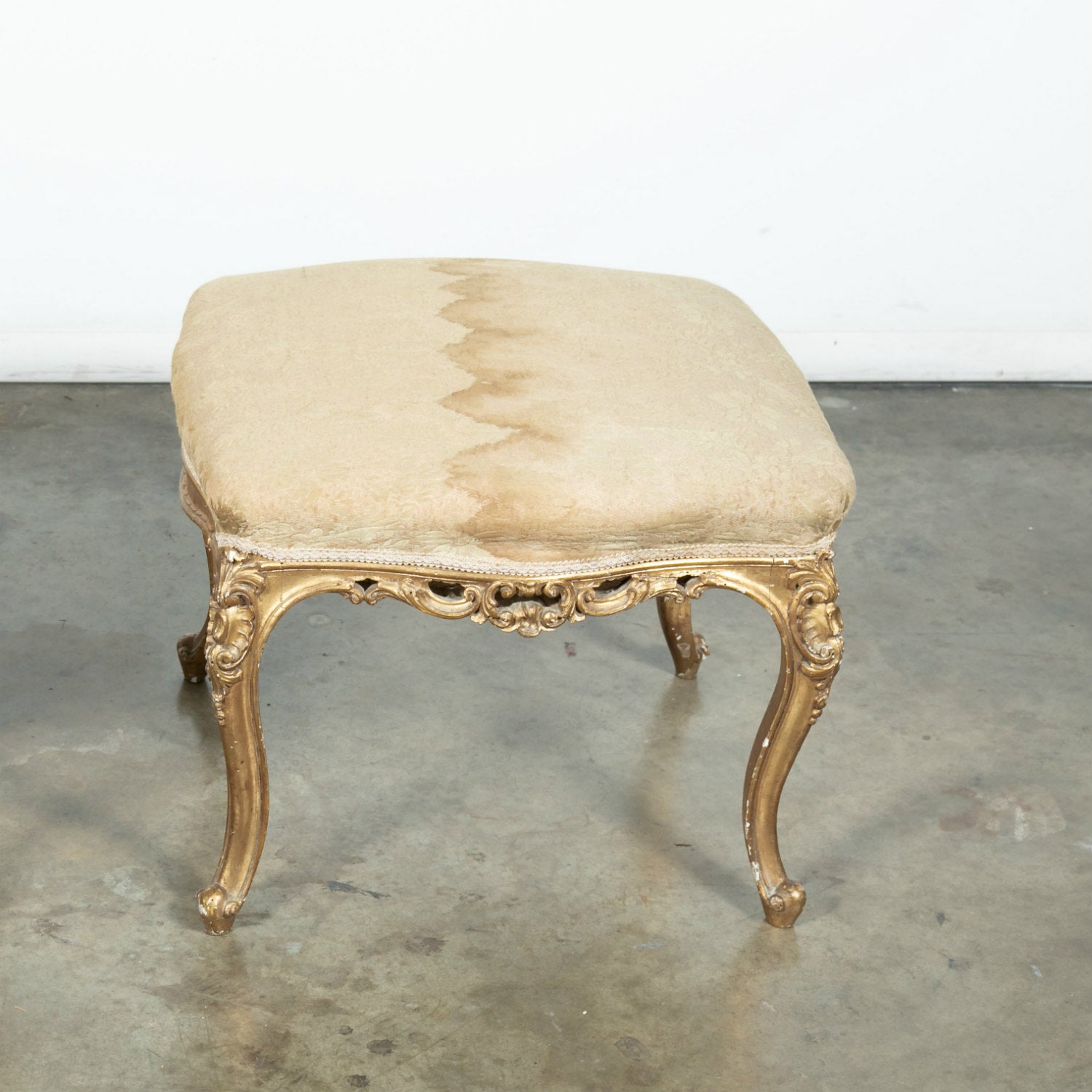 French Louis XV Style Giltwood Stool