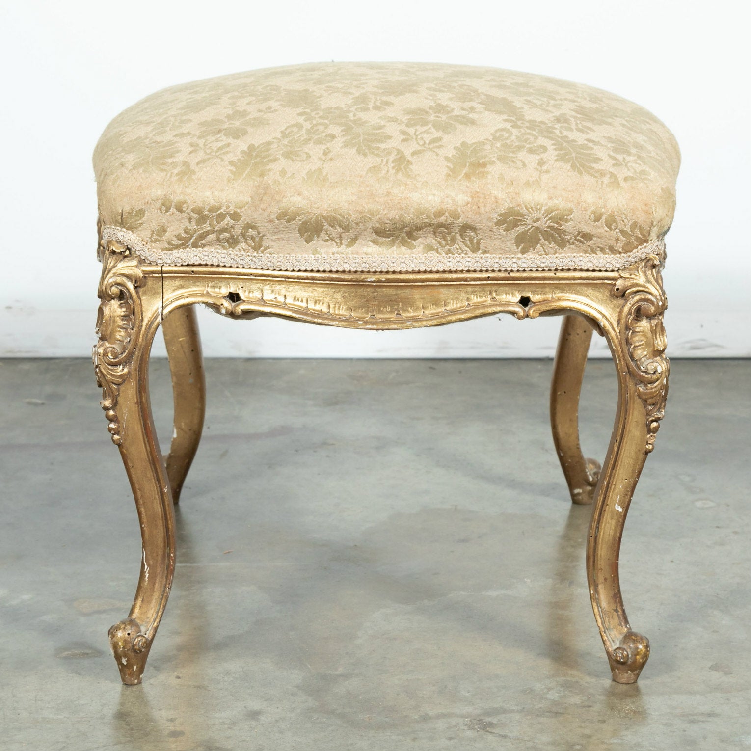 French Louis XV Style Giltwood Stool