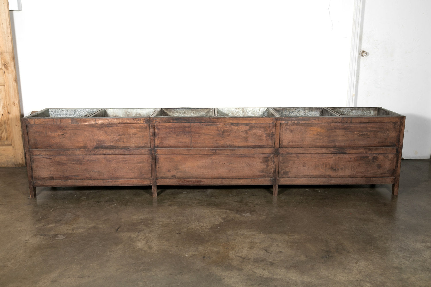 Large French Louis XVI Style Wood Jardiniere or Planter with Divided Zinc Inserts