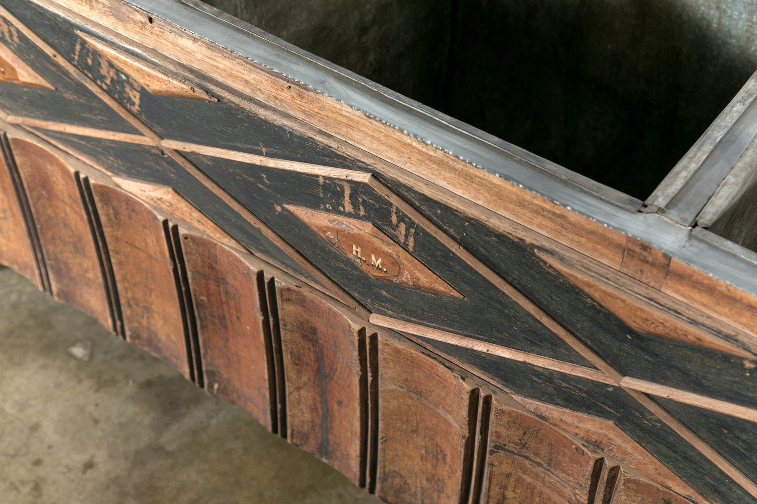 Large French Louis XVI Style Wood Jardiniere or Planter with Divided Zinc Inserts