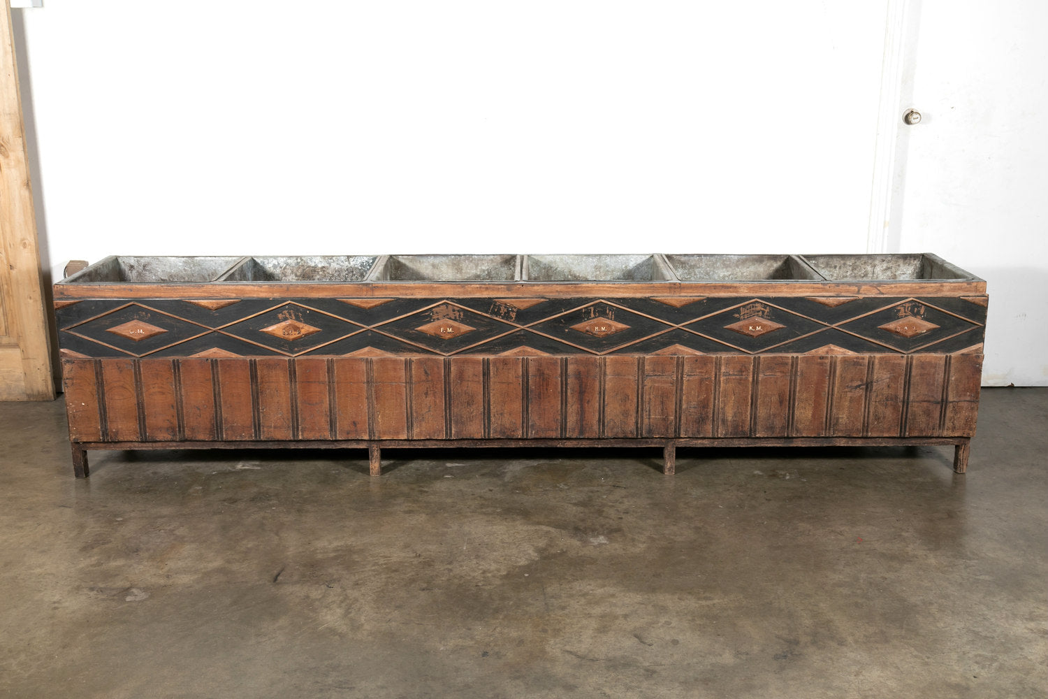 Large French Louis XVI Style Wood Jardiniere or Planter with Divided Zinc Inserts