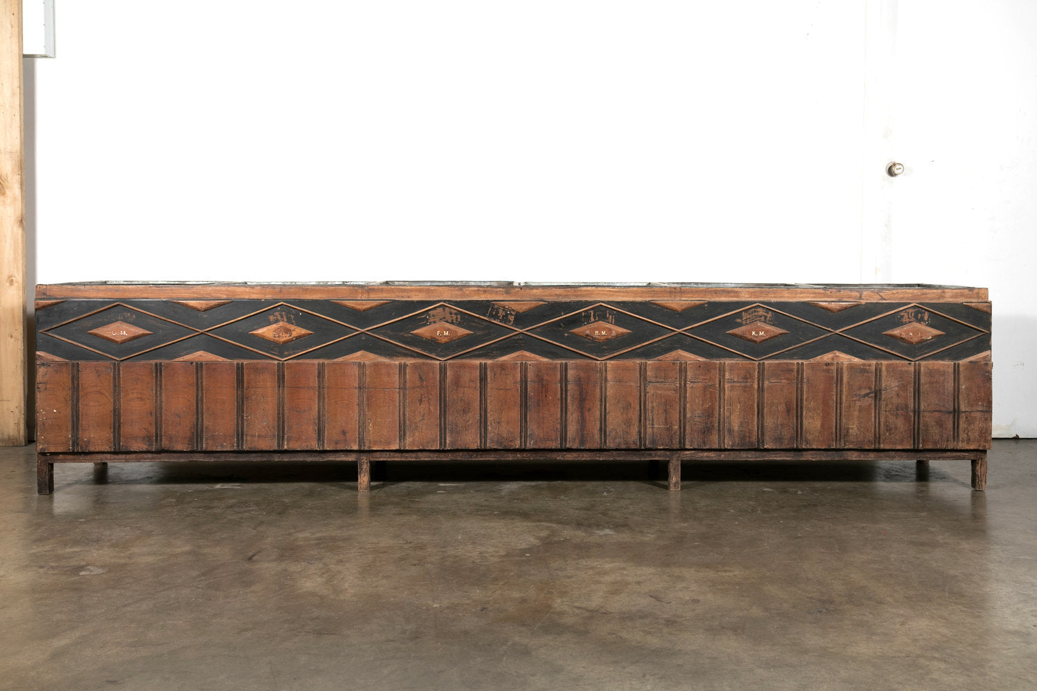 Large French Louis XVI Style Wood Jardiniere or Planter with Divided Zinc Inserts