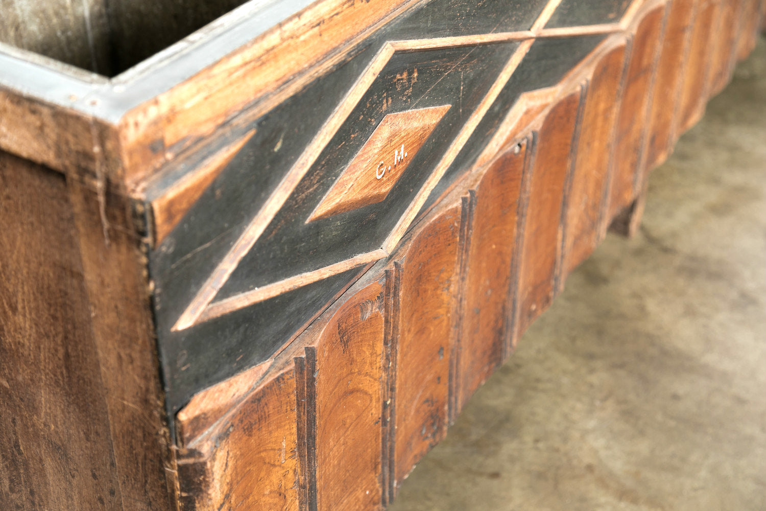 Large French Louis XVI Style Wood Jardiniere or Planter with Divided Zinc Inserts