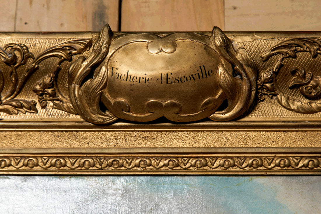 Early 19th Century Framed French Cow Painting, 