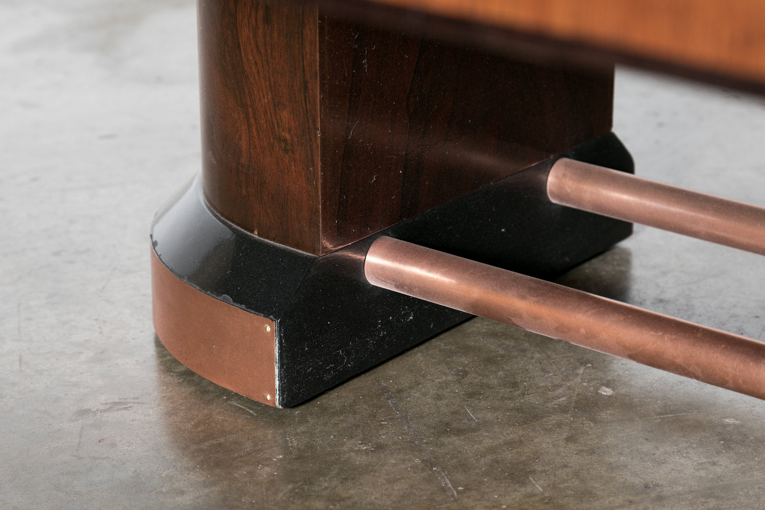 French Art Deco Coffee Table in Walnut with Ebonized Details