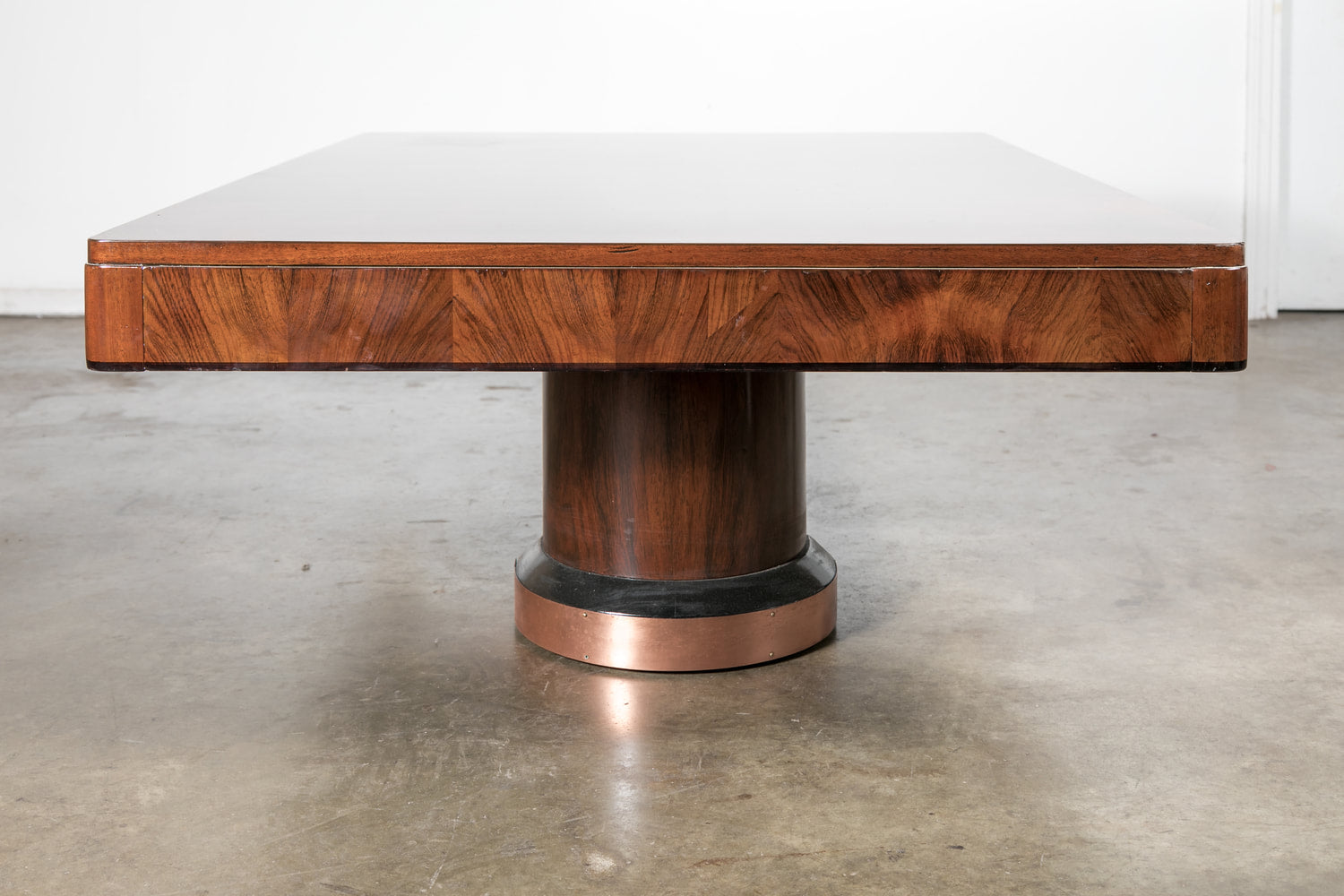 French Art Deco Coffee Table in Walnut with Ebonized Details