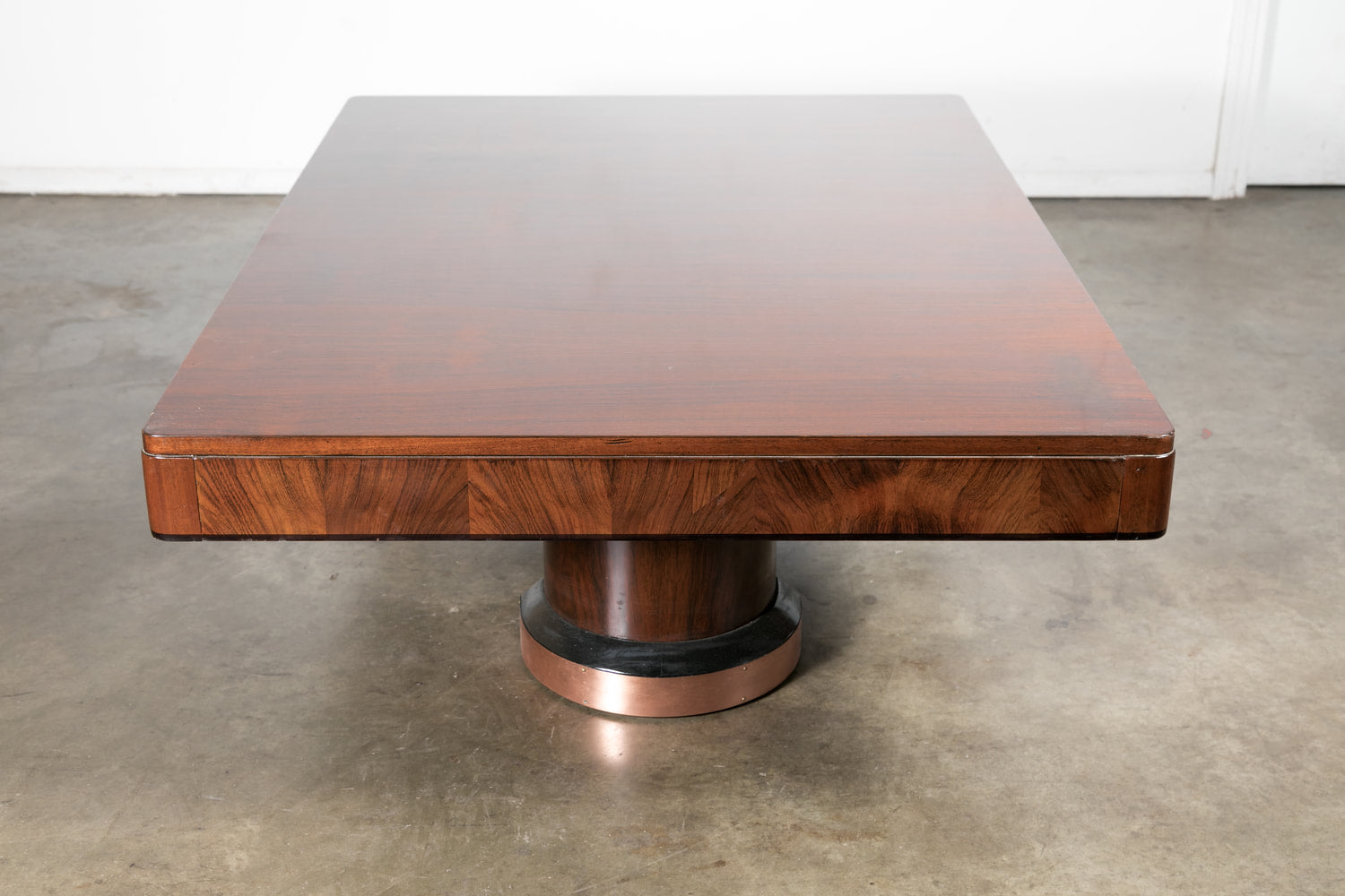 French Art Deco Coffee Table in Walnut with Ebonized Details