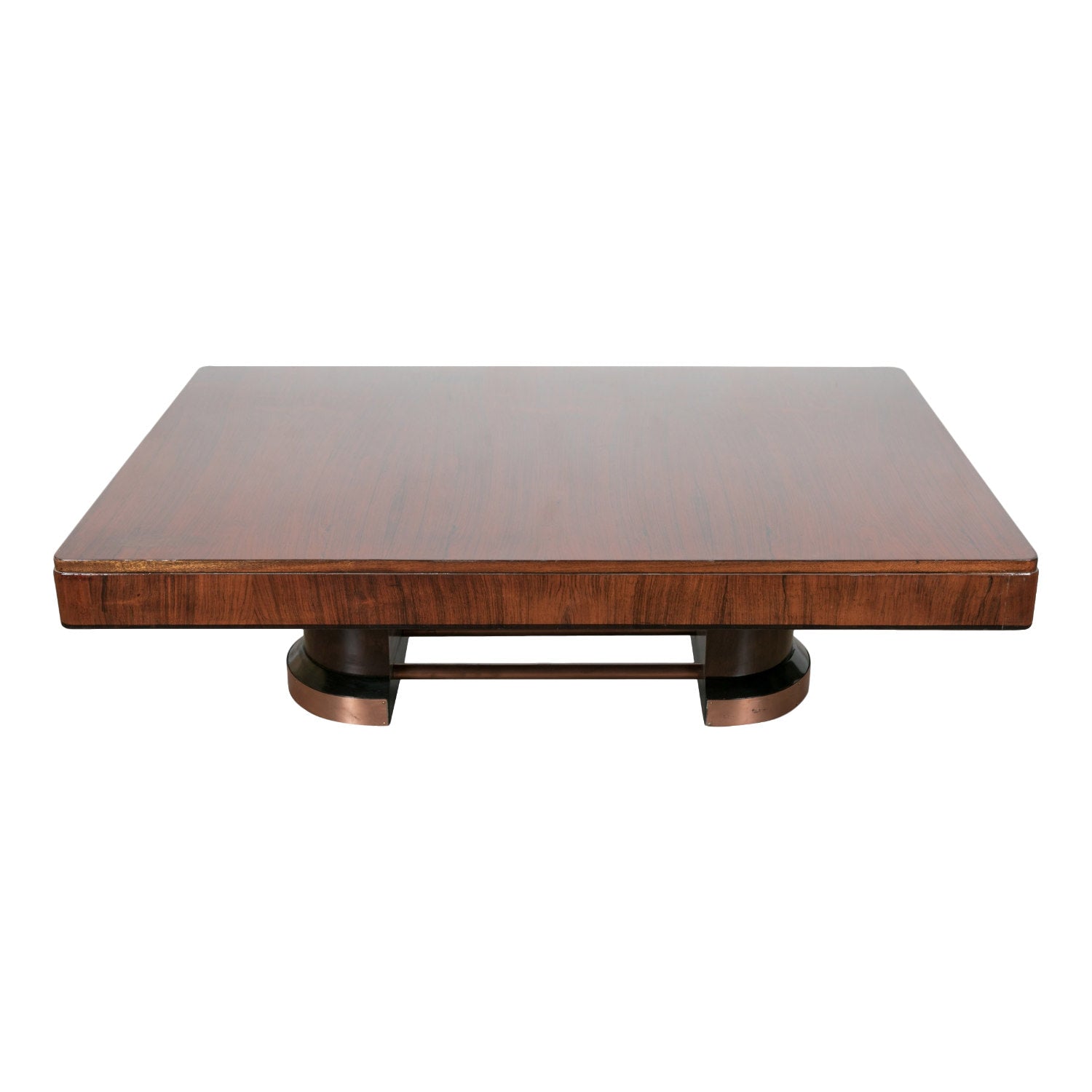 French Art Deco Coffee Table in Walnut with Ebonized Details