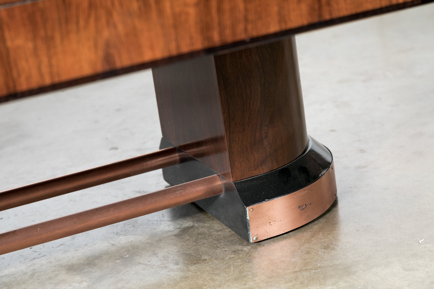 French Art Deco Coffee Table in Walnut with Ebonized Details