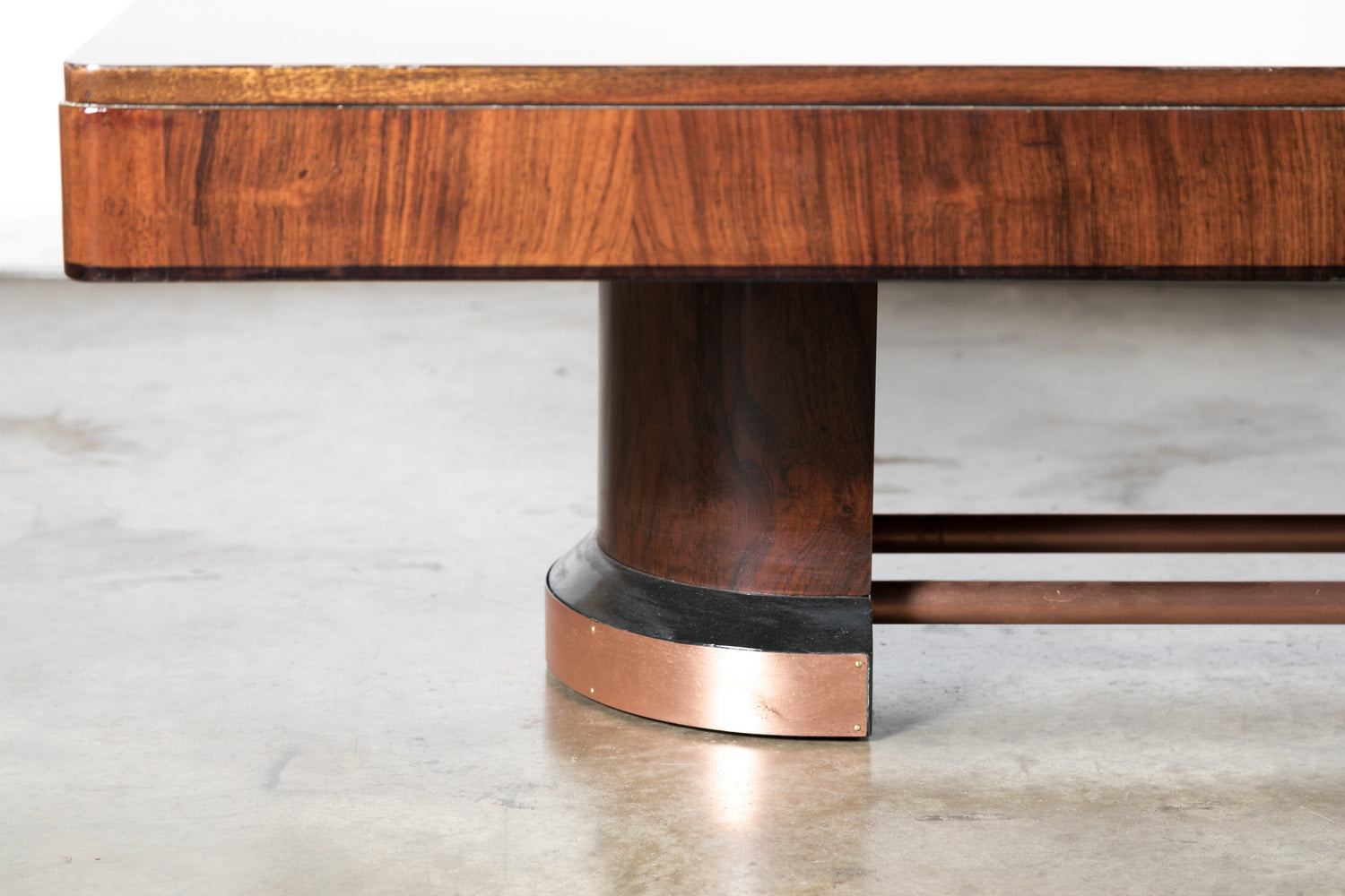 French Art Deco Coffee Table in Walnut with Ebonized Details