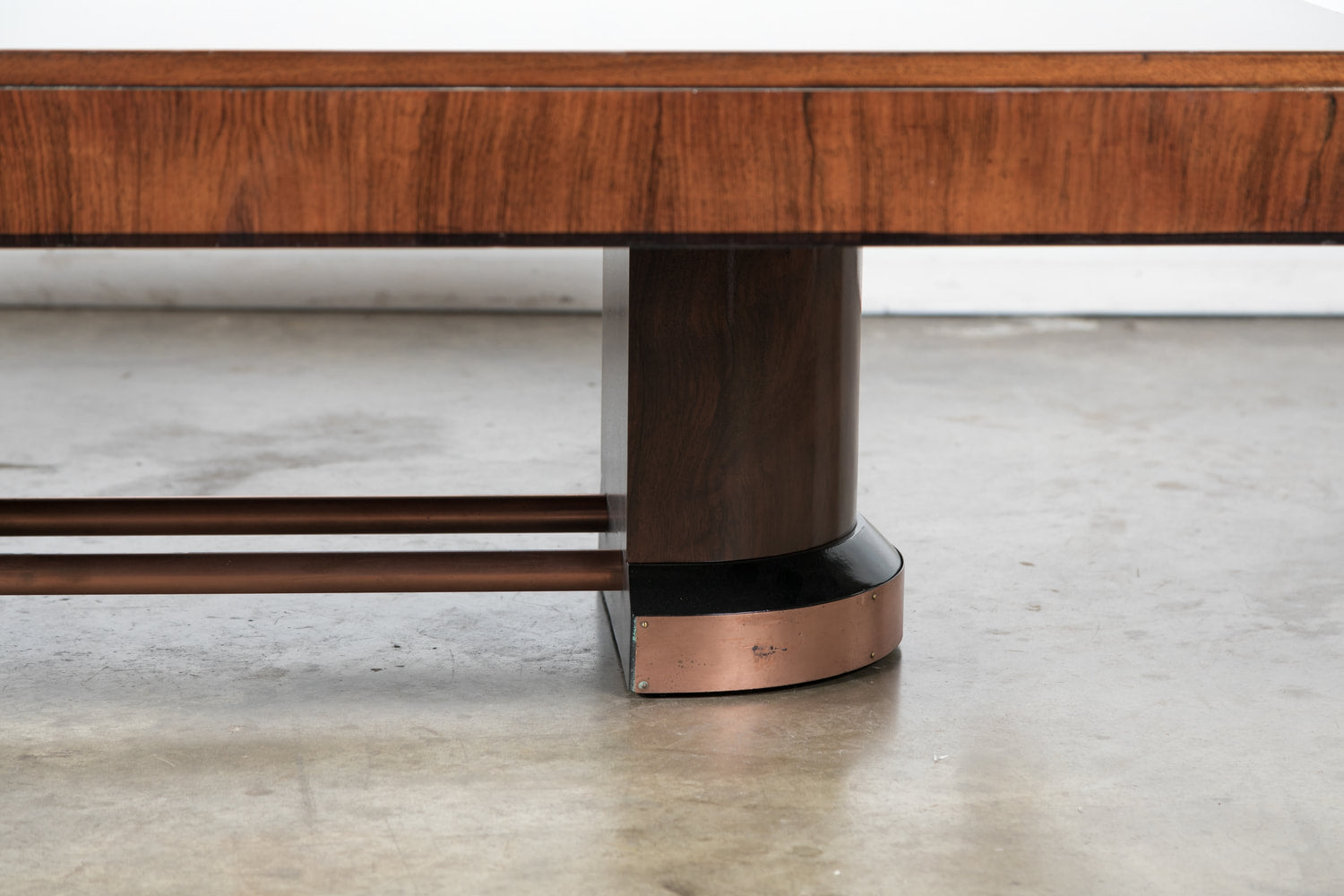 French Art Deco Coffee Table in Walnut with Ebonized Details