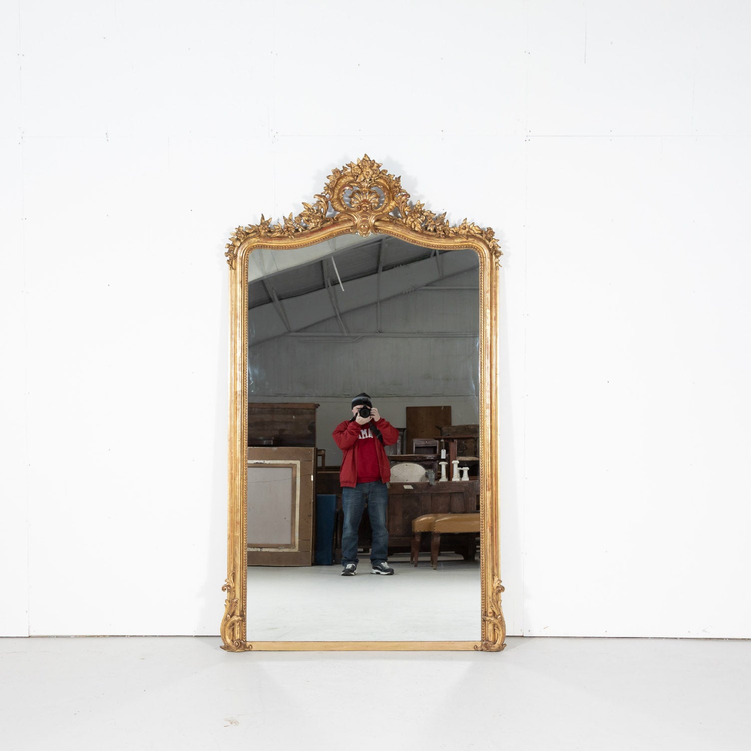 Early 19th Century Grand French Louis XV Style Rococo Giltwood Mirror