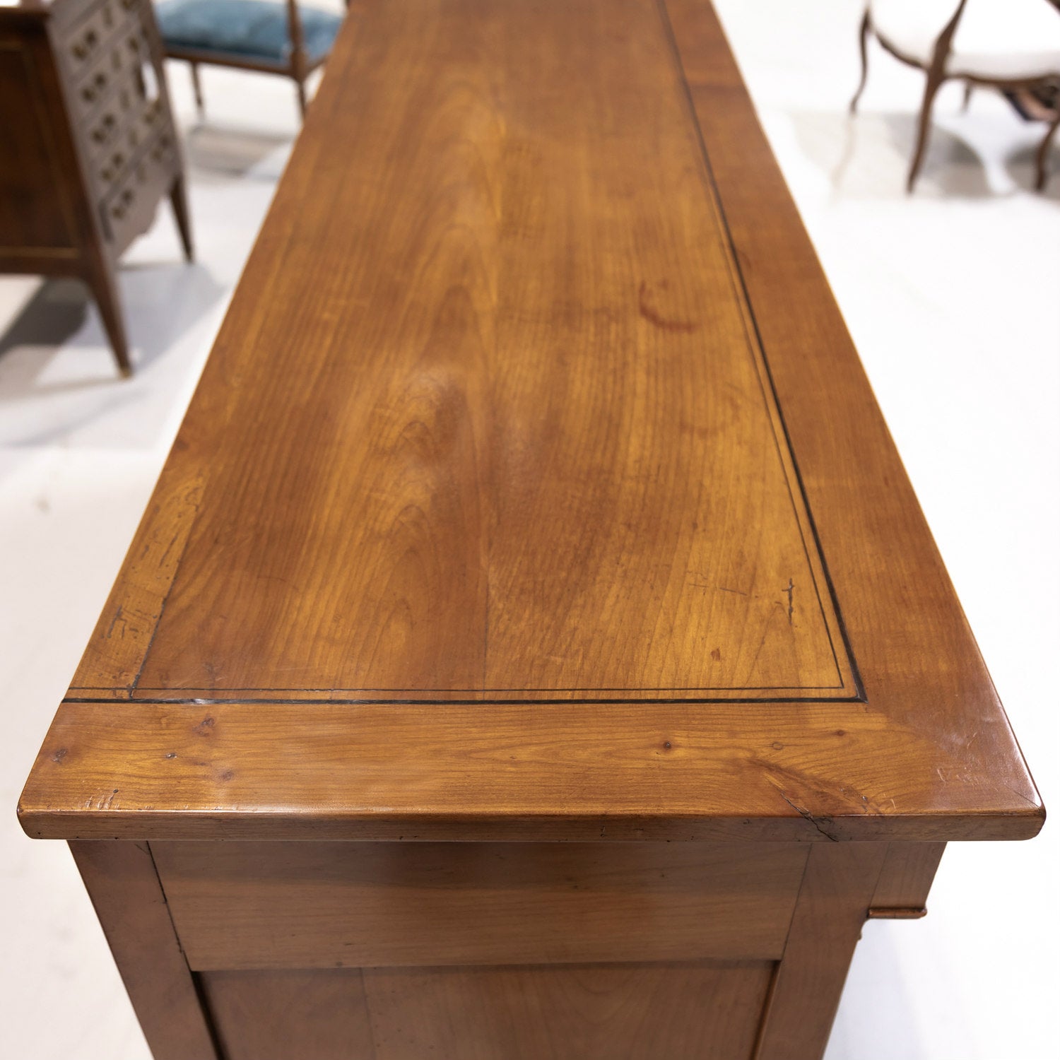 French Directoire Style Cherry Enfilade Buffet with Ebony Inlay