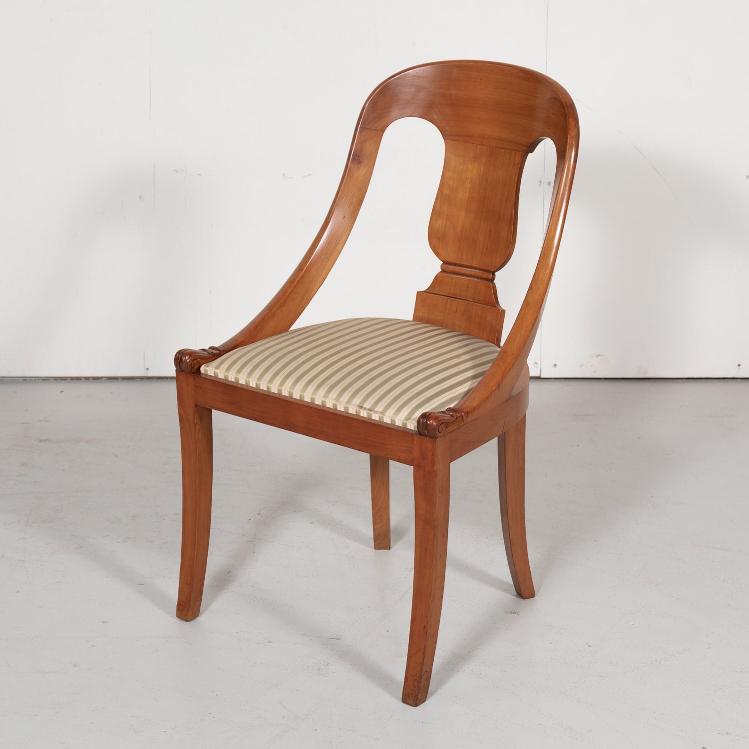 Antique French Empire Style Gondola Dining Chairs, Set of Six
