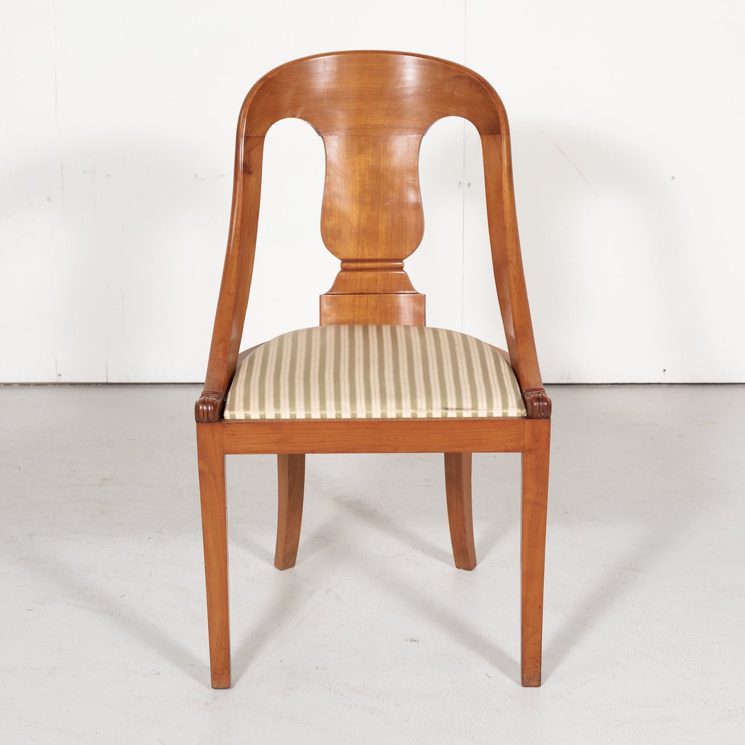 Antique French Empire Style Gondola Dining Chairs, Set of Six