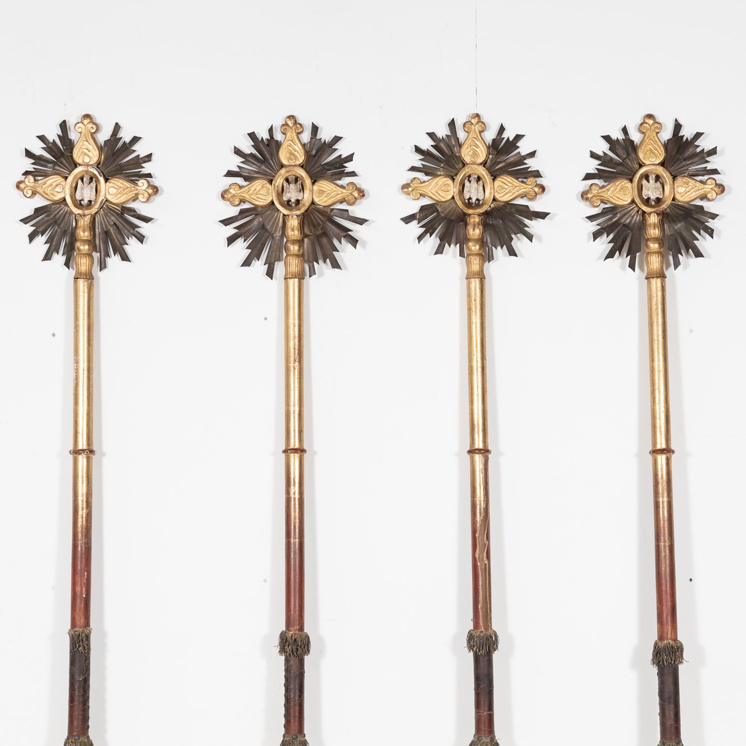 Rare French Baroque Style Hand Carved Giltwood Processional Cross