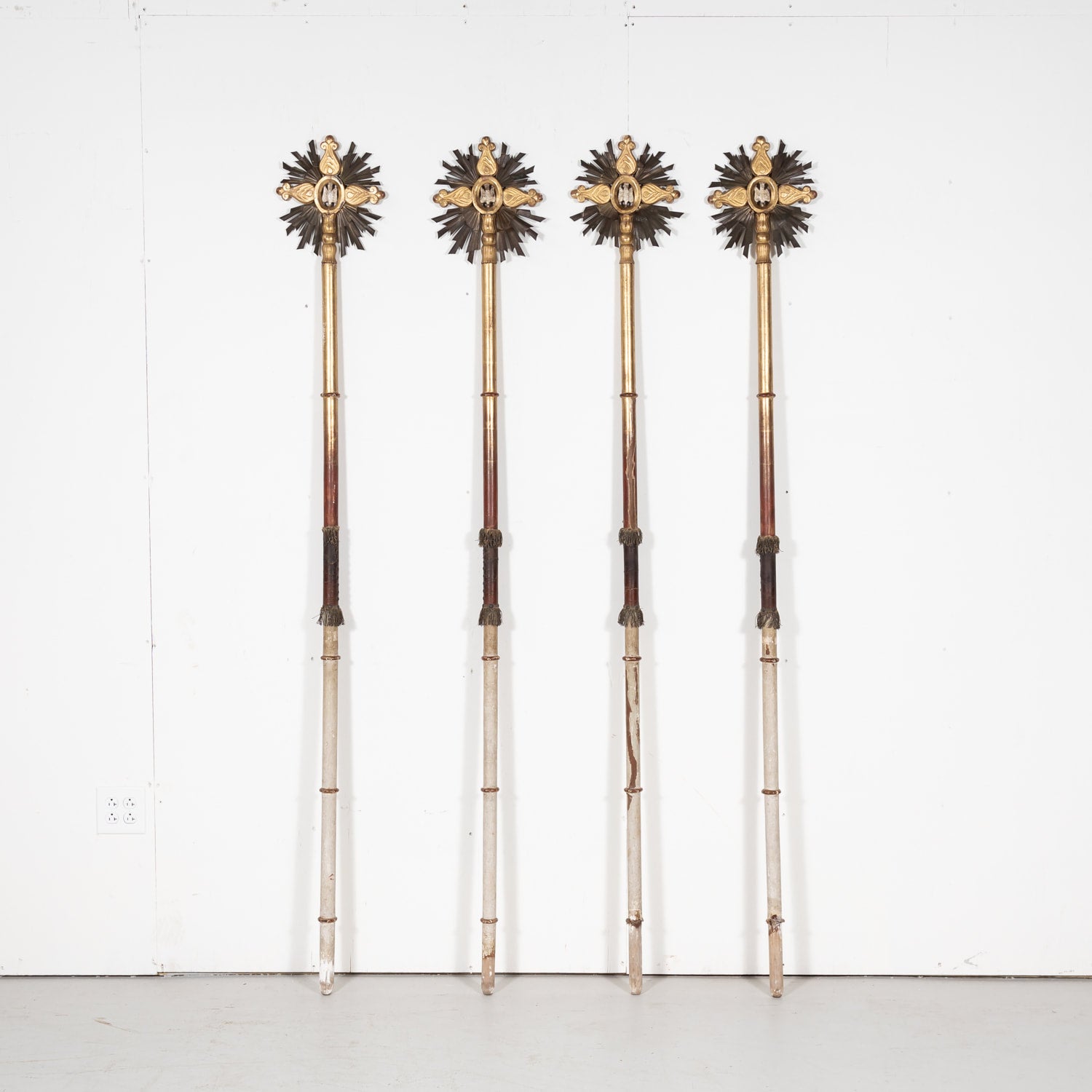 Rare French Baroque Style Hand Carved Giltwood Processional Cross