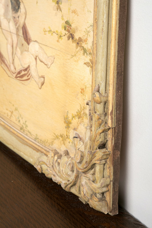 19th Century Louis XV Style Boiserie Panel with Oil Painting 