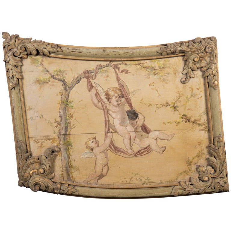 19th Century Louis XV Style Boiserie Panel with Oil Painting 