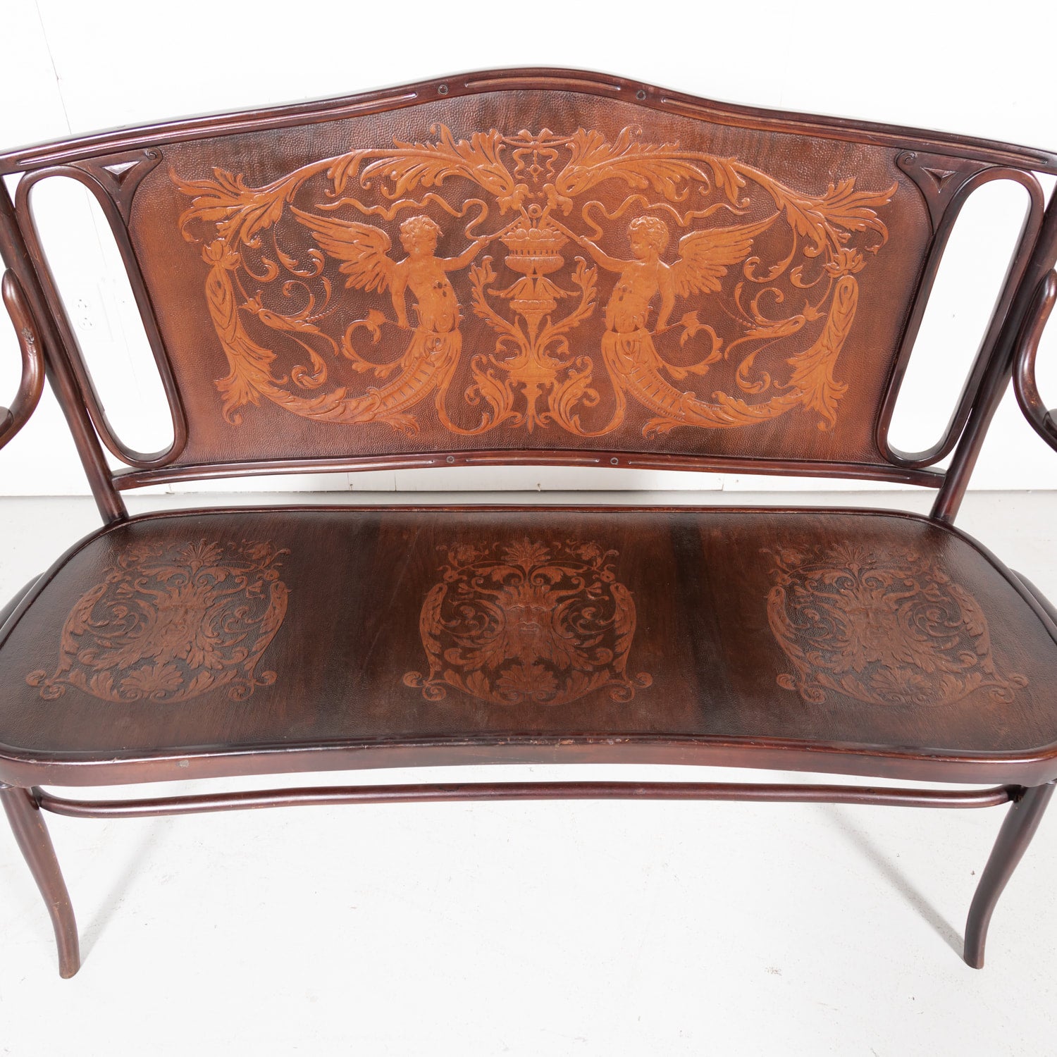 Rare Vienna Secession Jacob & Josef Kohn Bentwood Bench No. 67