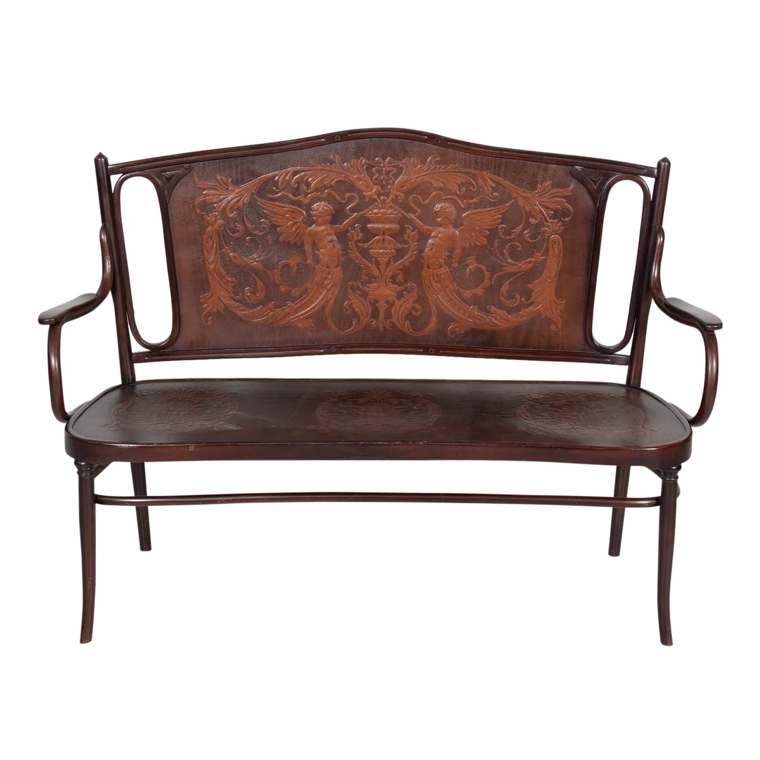 Rare Vienna Secession Jacob & Josef Kohn Bentwood Bench No. 67