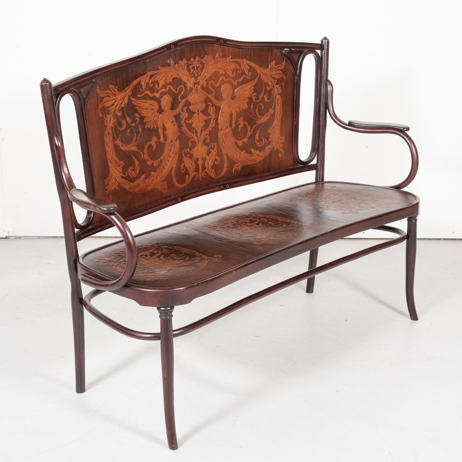 Rare Vienna Secession Jacob & Josef Kohn Bentwood Bench No. 67