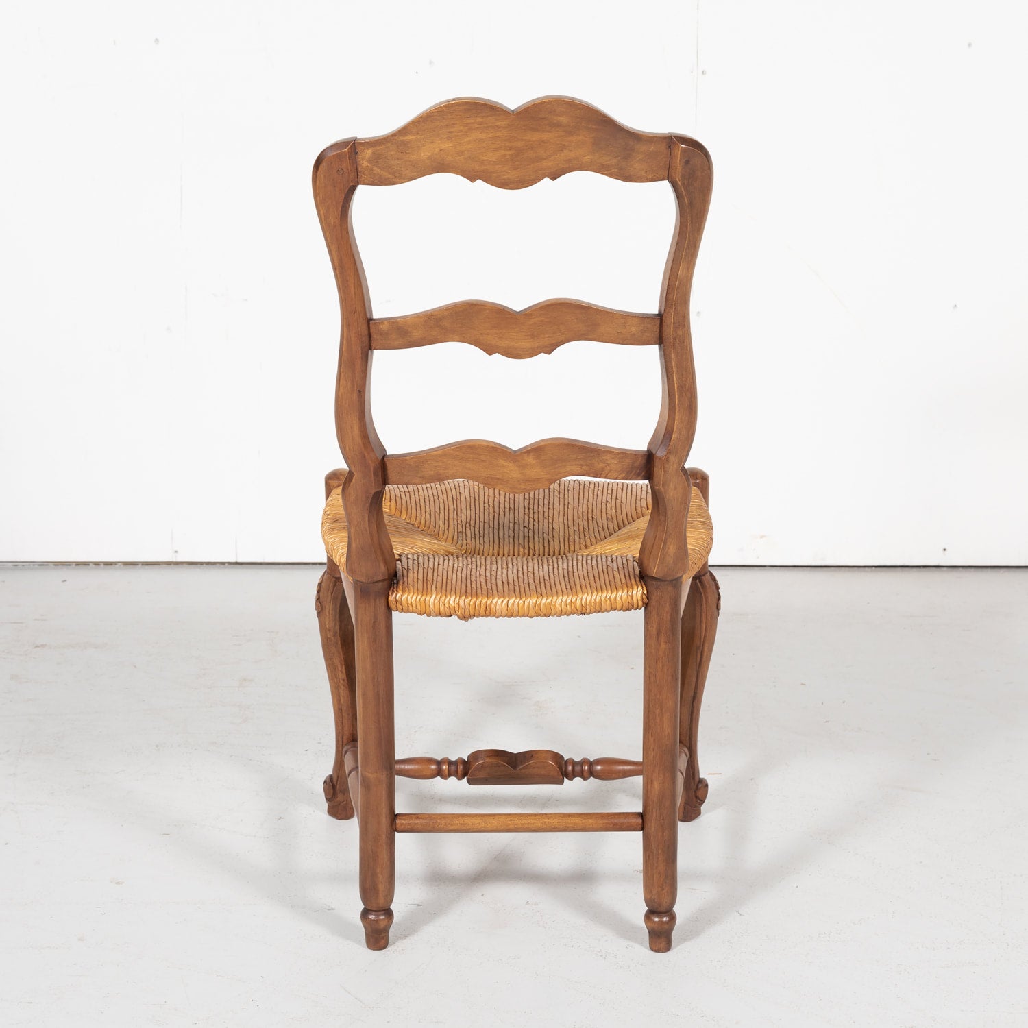 French Louis XV Style Provencal Ladder Back Rush Seat Chairs, Set of Six