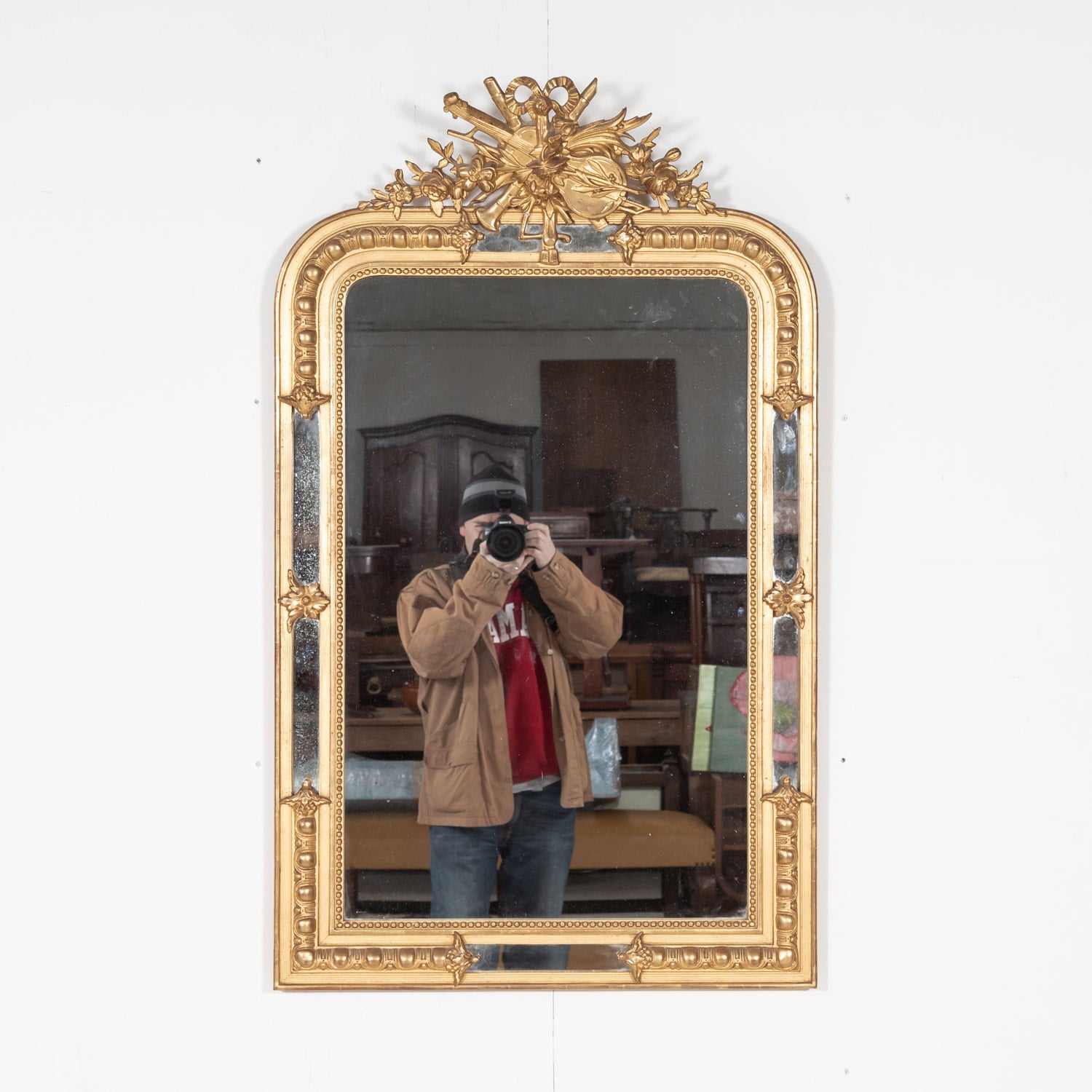 Mid-19th Century French Louis XVI Style Giltwood Pareclose Mirror