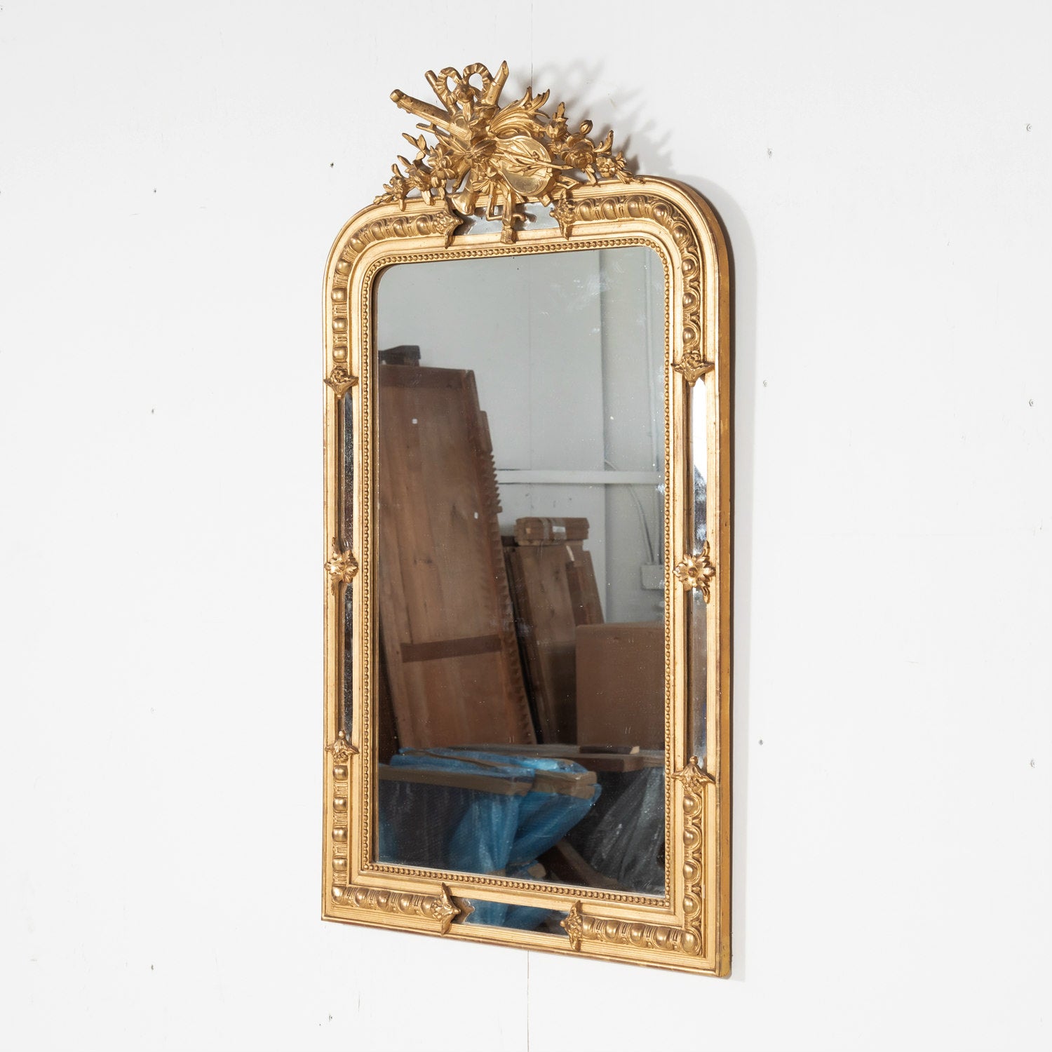 Mid-19th Century French Louis XVI Style Giltwood Pareclose Mirror