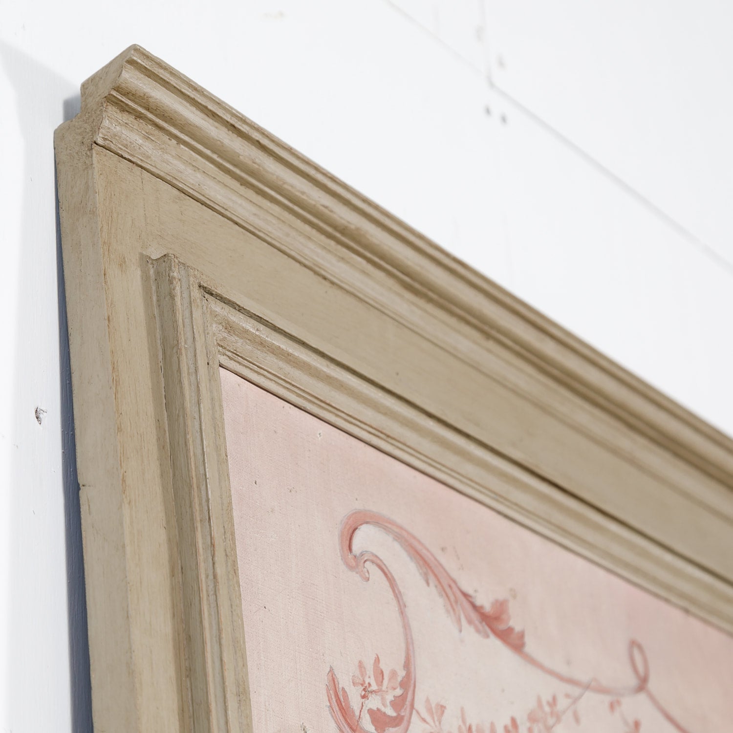 19th Century French Louis XVI Style Painted Trumeau Mirror with Monochromatic Oil Painting