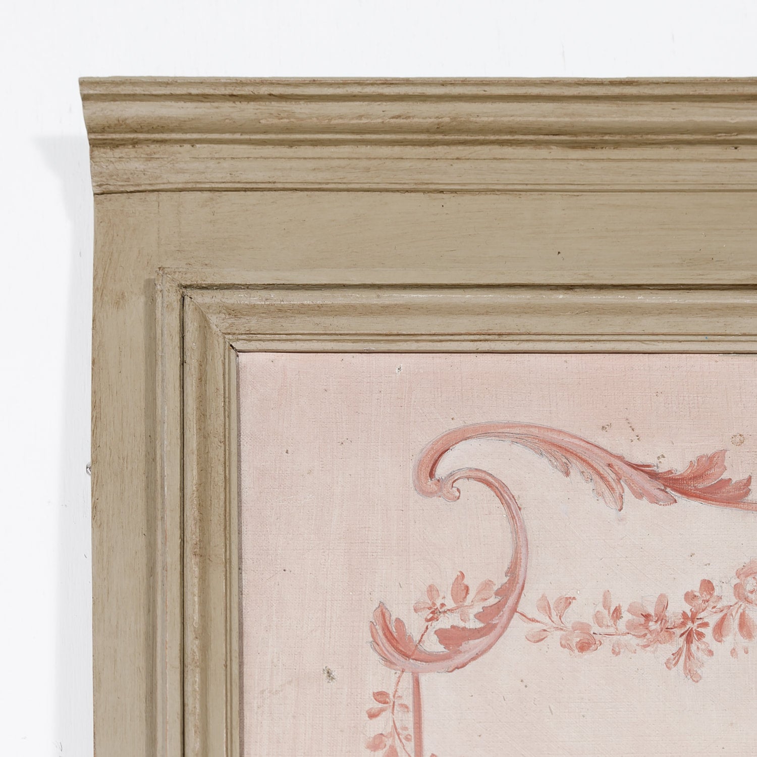 19th Century French Louis XVI Style Painted Trumeau Mirror with Monochromatic Oil Painting