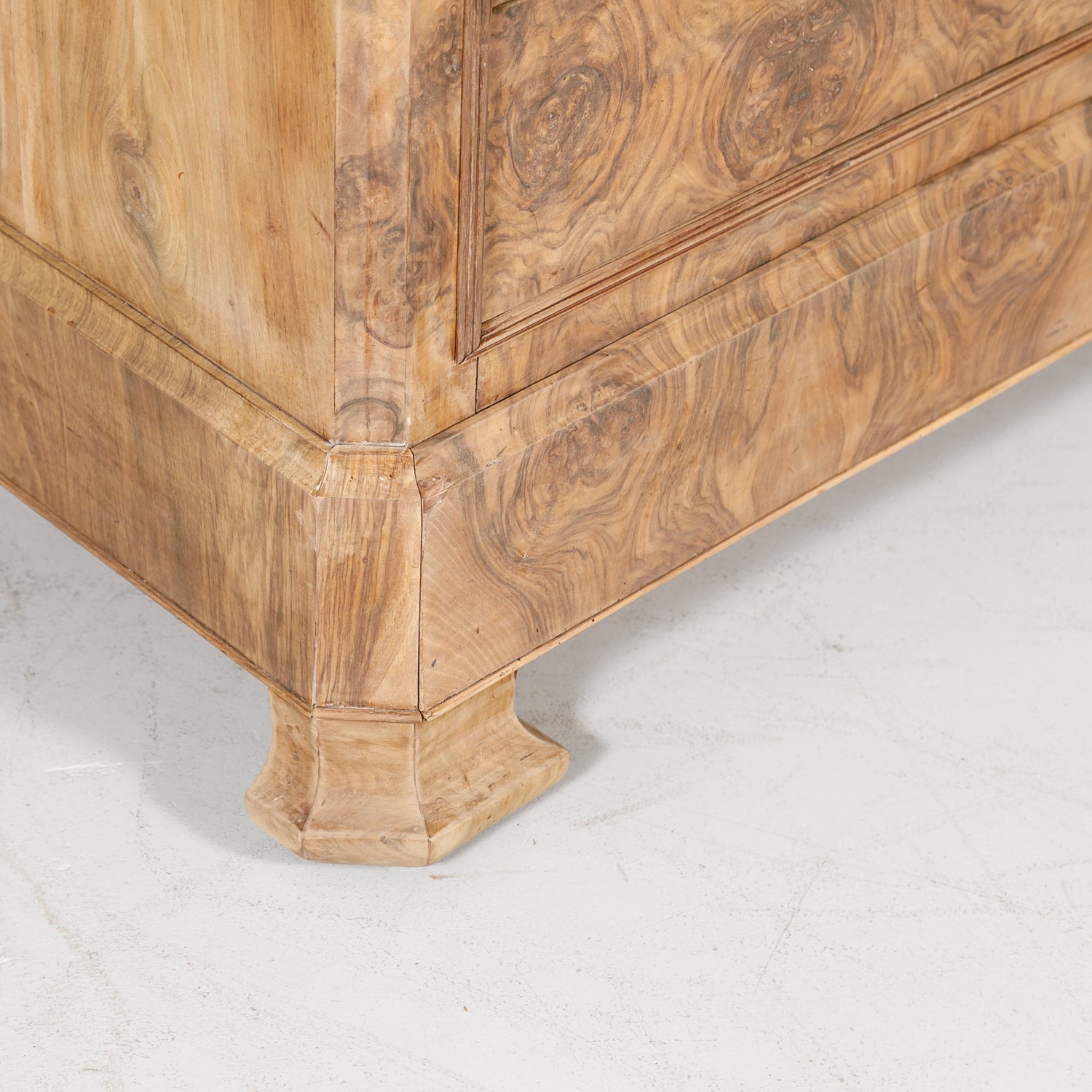 French Period Louis Philippe Bleached Commode with Bookmatched Front and Marble Top