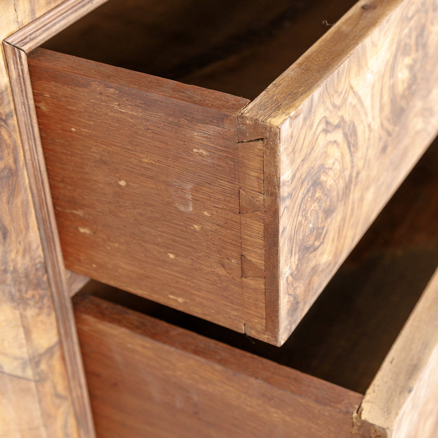 French Period Louis Philippe Bleached Commode with Bookmatched Front and Marble Top