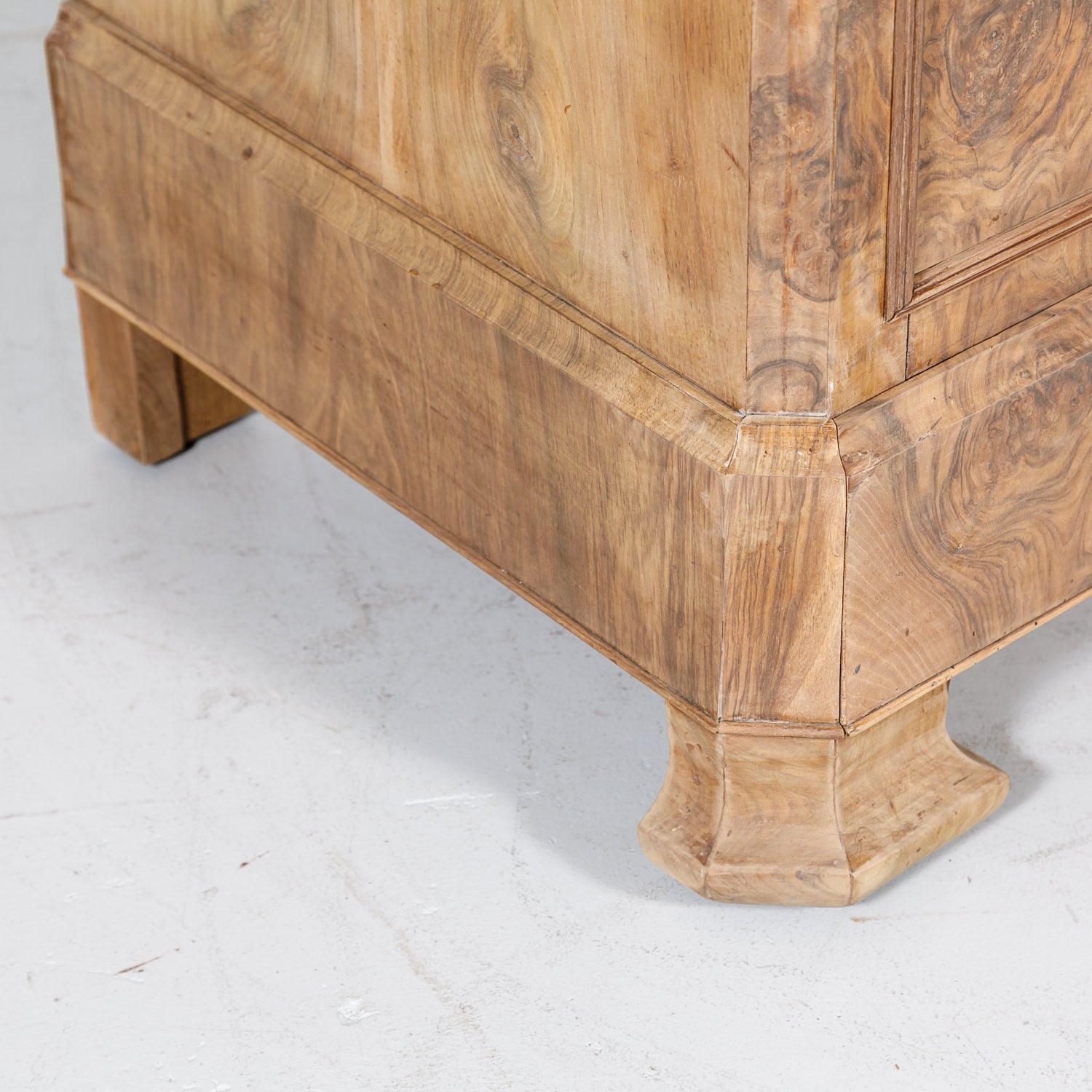 French Period Louis Philippe Bleached Commode with Bookmatched Front and Marble Top