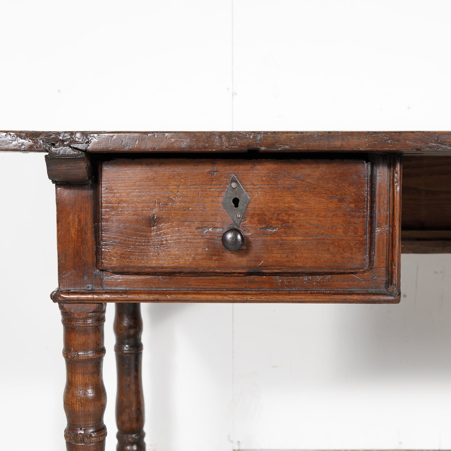 Early 19th Century French Country Oak Desk with Two Drawers