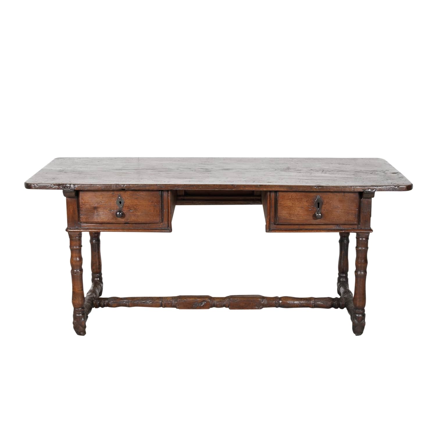 Early 19th Century French Country Oak Desk with Two Drawers