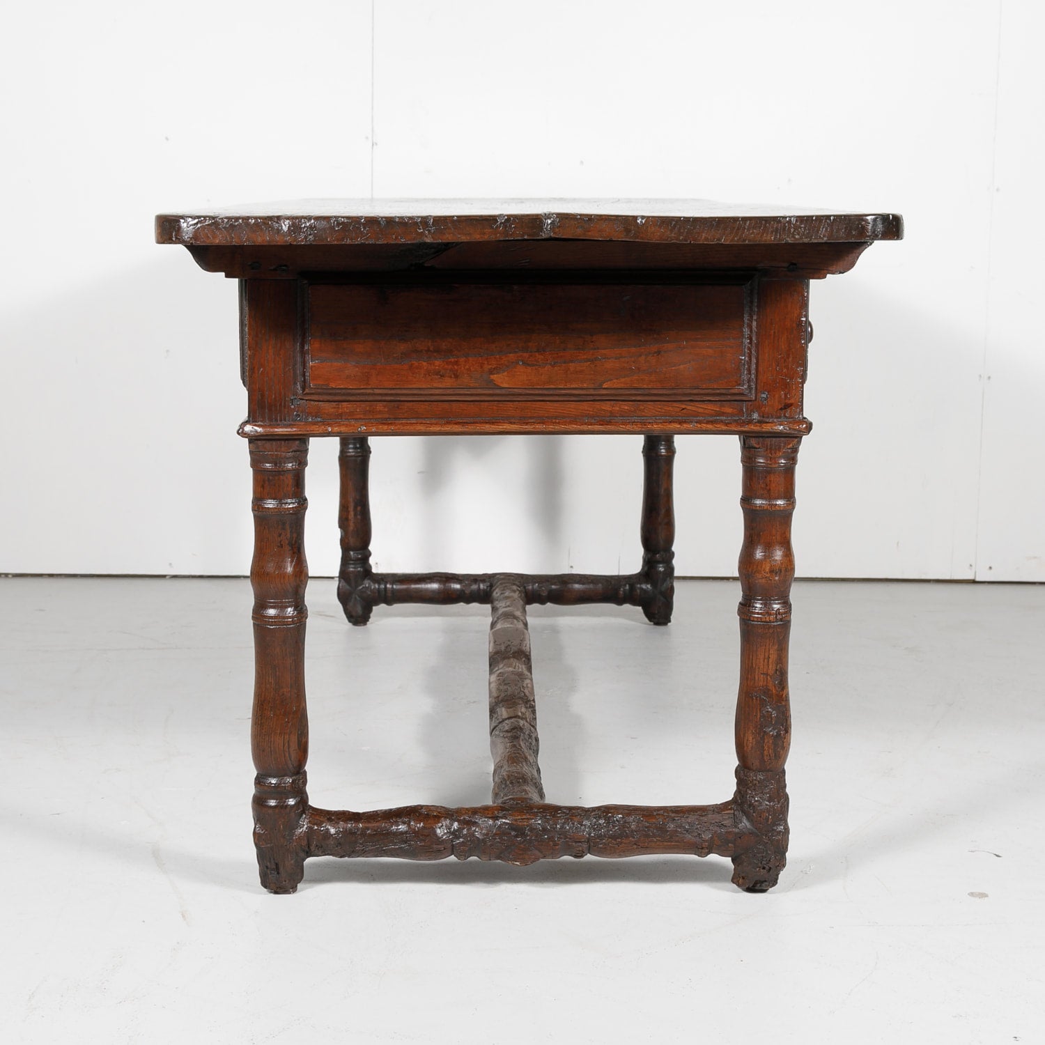 Early 19th Century French Country Oak Desk with Two Drawers