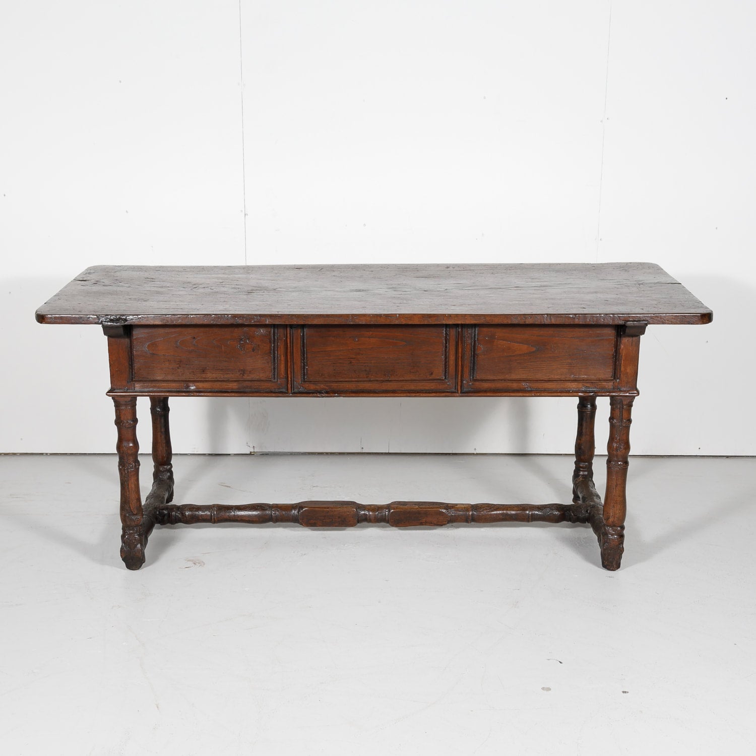Early 19th Century French Country Oak Desk with Two Drawers