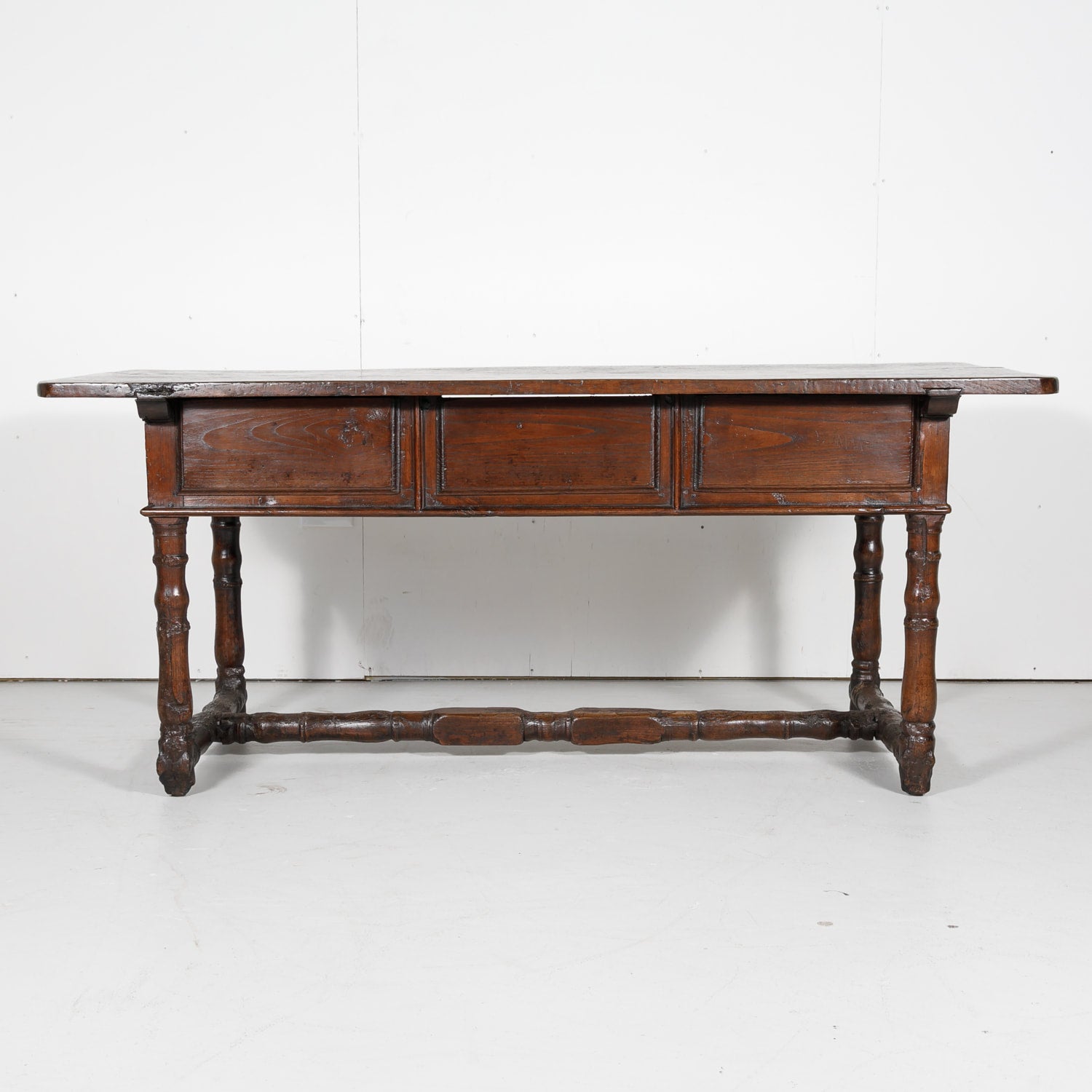 Early 19th Century French Country Oak Desk with Two Drawers